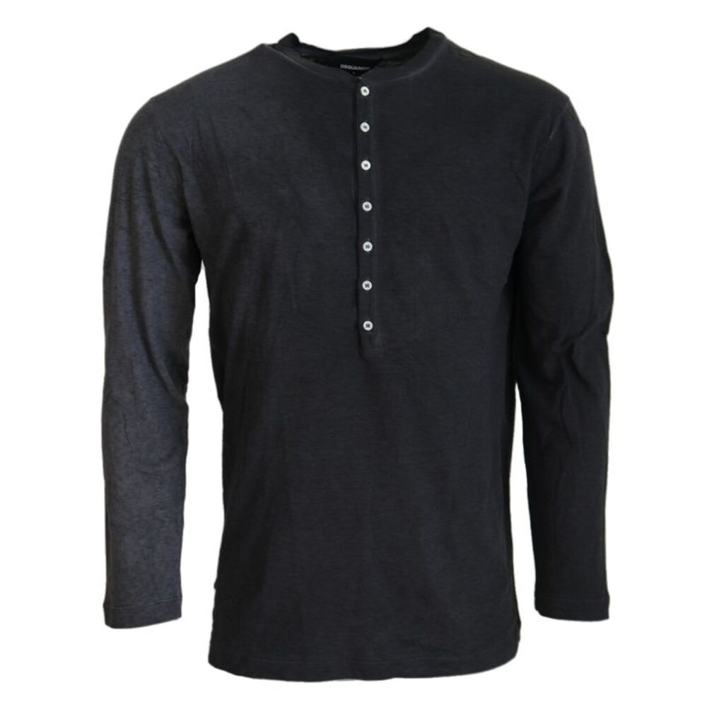 Dsquared² Black Cotton Linen Long Sleeves Pullover Men's Sweater
